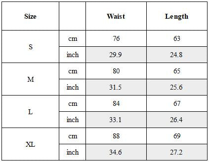 Size Guide for Wasteland Tech Cargo Washed Shorts