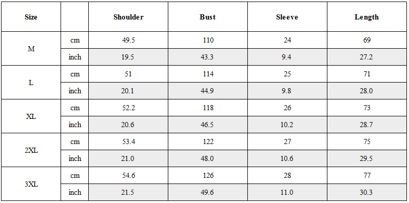 Size Guide for Functional Patchwork Sleeve Pocket Techwear T-Shirt