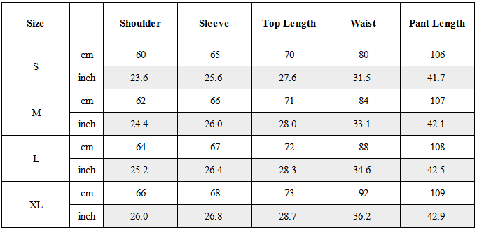 Size Guide for TW-035｜Post-Apocalyptic Wear Set Top / Bottom