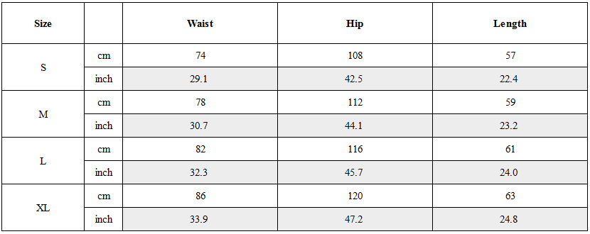 Size Guide for Double-Layered Ripped Camo Shorts Black