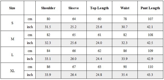 Size Guide for TW-052｜Post-Apocalyptic Wear Set Top / Bottom