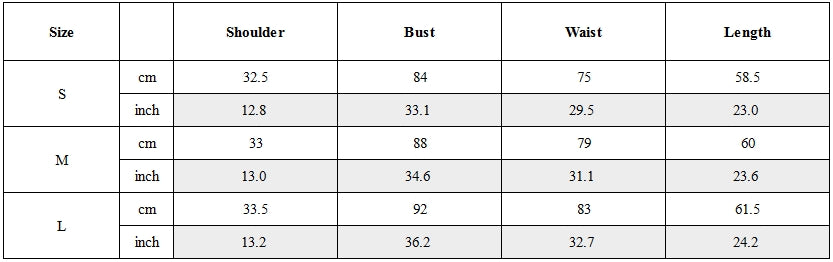 Size Guide for Distressed Asymmetrical Tank Top