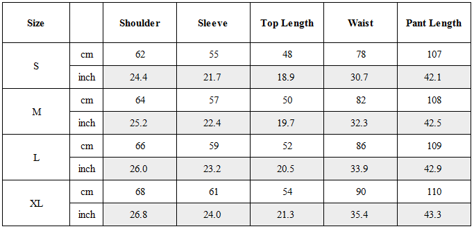 Size Guide for TW-038｜Post-Apocalyptic Wear Set Top / Bottom