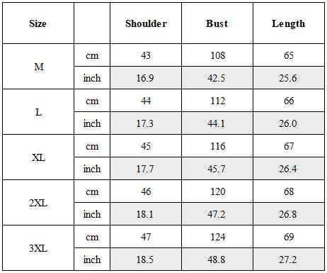 Size Guide for Techwear Multi-Pocket Mesh Back Tactical Vest