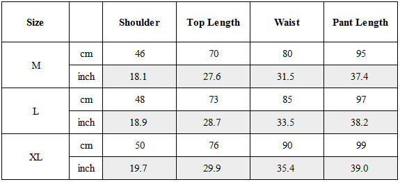 Size Guide for TW-065｜Post-Apocalyptic Wear Set Top / Bottom