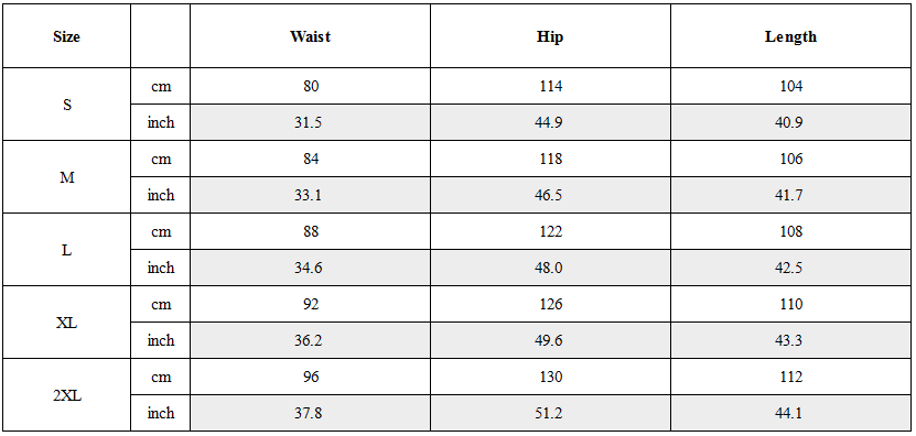 Size Guide for Washed Panel Adjustable-Hem Denim Pants
