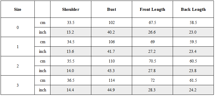 Size Guide for Deconstructed Paneled Belted Vest