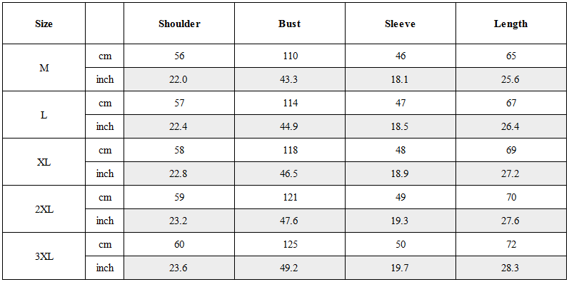 Size Guide for Minimalist Japanese Mock Neck Basic T-Shirt