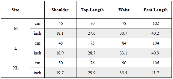 Size Guide for TW-066｜Post-Apocalyptic Wear Set Top / Bottom