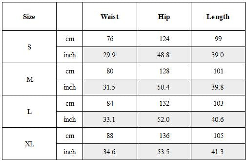 Size Guide for Washed Straight-Leg Camo Cargo Pants