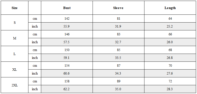 Size Guide for Ruched Nylon Hooded Bomber