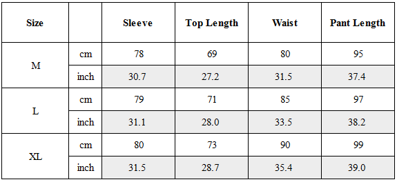 Size Guide for TW-074｜Post-Apocalyptic Wear Set Top / Bottom