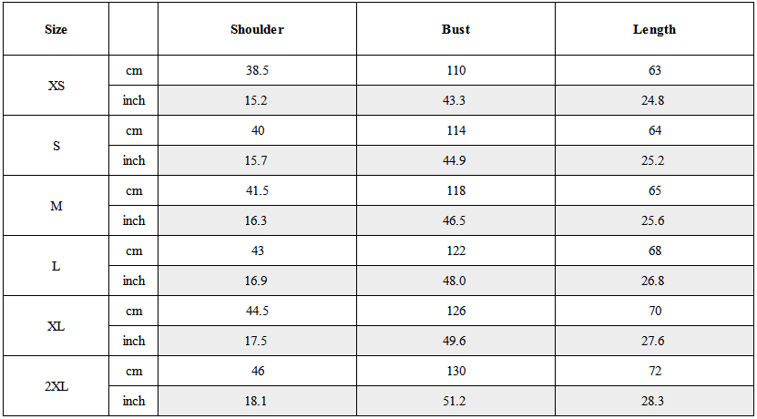 Size Guide for Cyberpunk Functional Unisex Cargo Vest