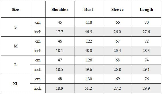 Size Guide for Waterproof Windproof Techwear Ski Jacket