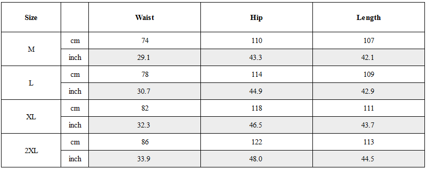 Size Guide for Functional Side-Zip Techwear Cargo Pants