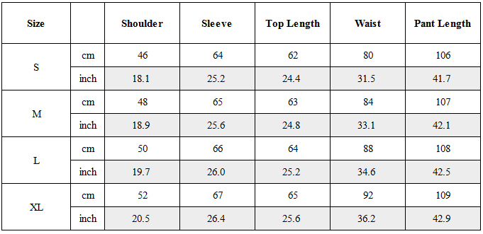 Size Guide for TW-046｜Post-Apocalyptic Wear Set Top / Bottom