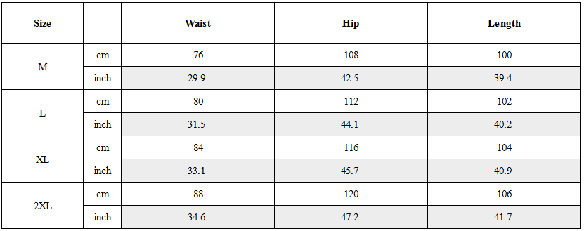 Size Guide for Techwear Striped Side-Pocket Cargo pants