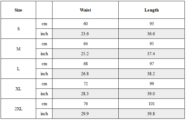 Size Guide for Laser Rave Reflective Open-Crotch Pants