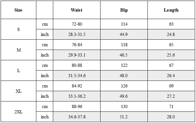 Size Guide for Check-Pocket Denim Shorts