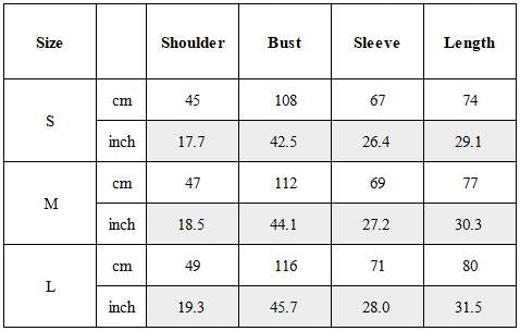Size Guide for Dystopian Multi-Pocket Deconstructed Utility Blazer