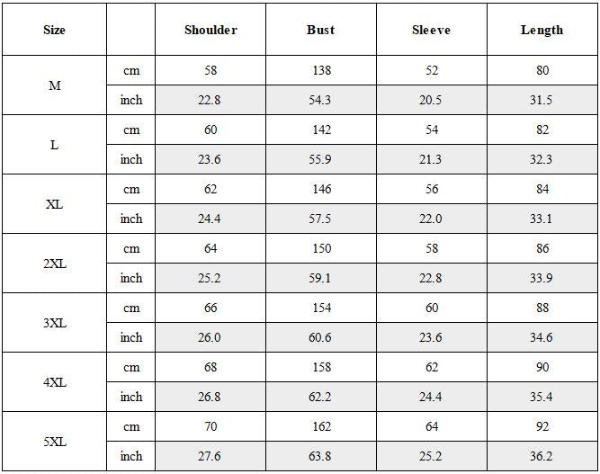 Size Guide for Gothic Darkwear Mid-Length Cardigan Coat