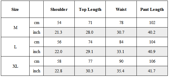 Size Guide for TW-093｜Post-Apocalyptic Wear Set Top / Bottom