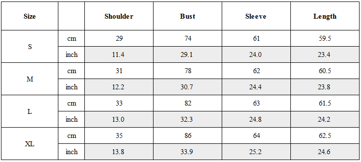 Size Guide for Graphic Slim Long-Sleeve Tee