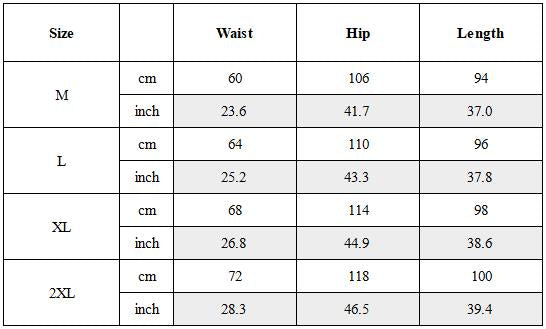 Size Guide for Streetwear Loose Black Denim Jeans