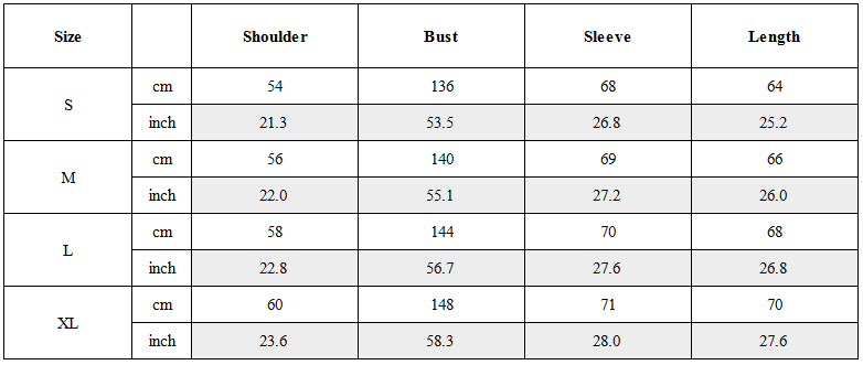Size Guide for Dark Soul Quick-Dry Lightweight Hooded Jacket