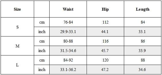 Size Guide for Curved Zip Water Repellent Techwear Pants