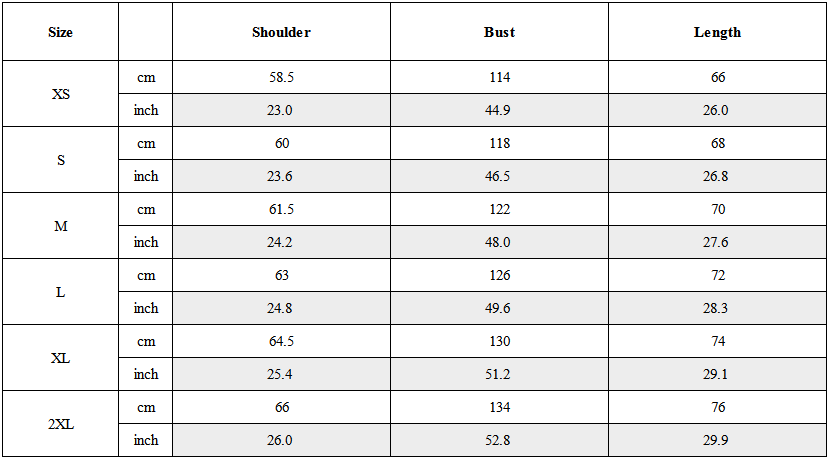 Size Guide for Cyberpunk Outfits High-Street Crewneck Sweatshirt