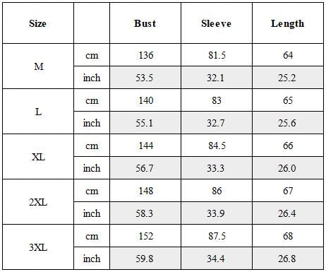 Size Guide for Deconstructed Double Collar Layered Paneled Bomber Jacket