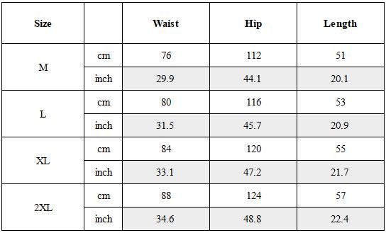 Size Guide for Black Techwear Multi-Pocket Cargo Shorts
