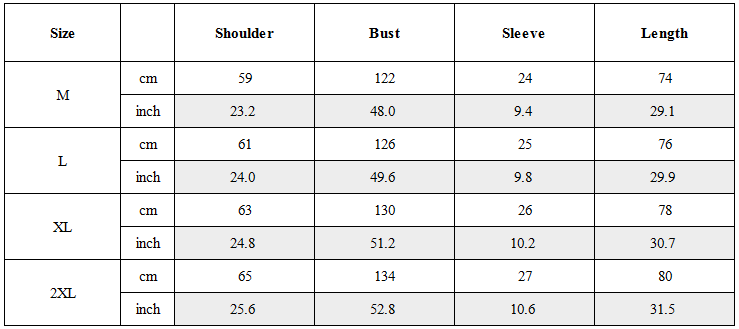 Size Guide for Techwear Irregular Slit Hem T-Shirt