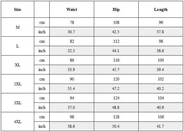 Size Guide for Outdoor Tactical Quick-Dry Techwear Pants