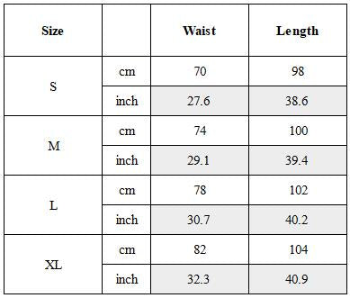 Size Guide for Coated Multi-Zipper Deconstructed Cargo Joggers