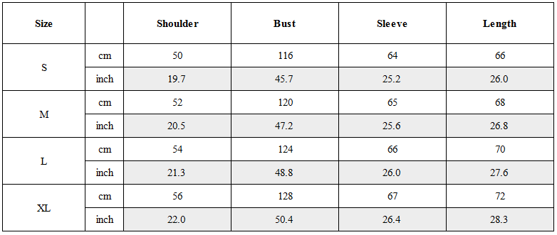 Size Guide for Wasteland Futuristic Asymmetric Jacket