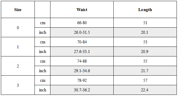 Size Guide for Asymmetrical Draped Pleated Shorts