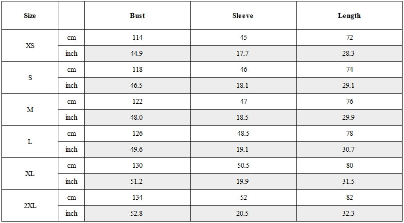 Size Guide for Cyberpunk Washed Distressed Asymmetrical Techwear T-Shirt