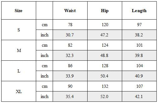 Size Guide for Washed Distressed Vintage Multi-Pocket Cargo Pants