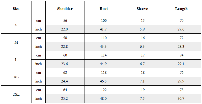 Size Guide for Functional Irregular Stitching Zipper Triangle Hem T-Shirt