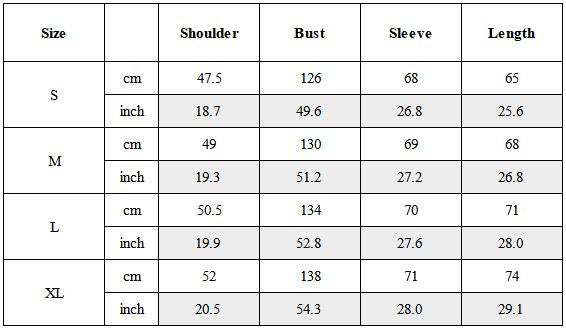 Size Guide for Punk-Studded Water-Repellent Techwear Jacket