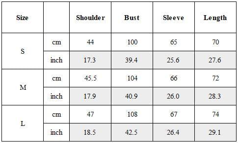 Size Guide for Wasteland Minimal Button-Up Long Sleeve Top