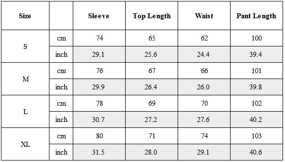 Size Guide for TW-011｜Post-Apocalyptic Wear Set Top / Bottom