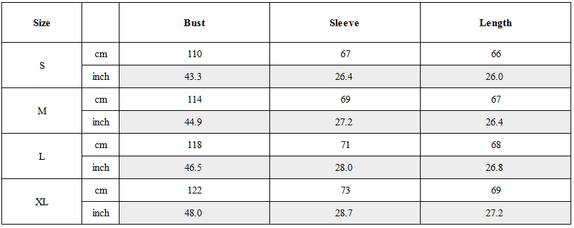 Size Guide for Post-Apocalyptic Vintage Dual Layers Multi-Pocket Jacket
