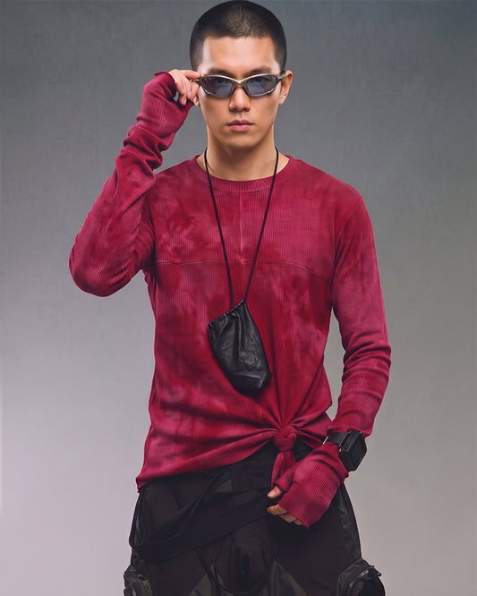 Post‑Apocalyptic Distressed Washed Thumbhole Long Sleeve Tee